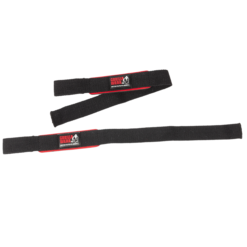 GW padded wrist straps for lifting red/black