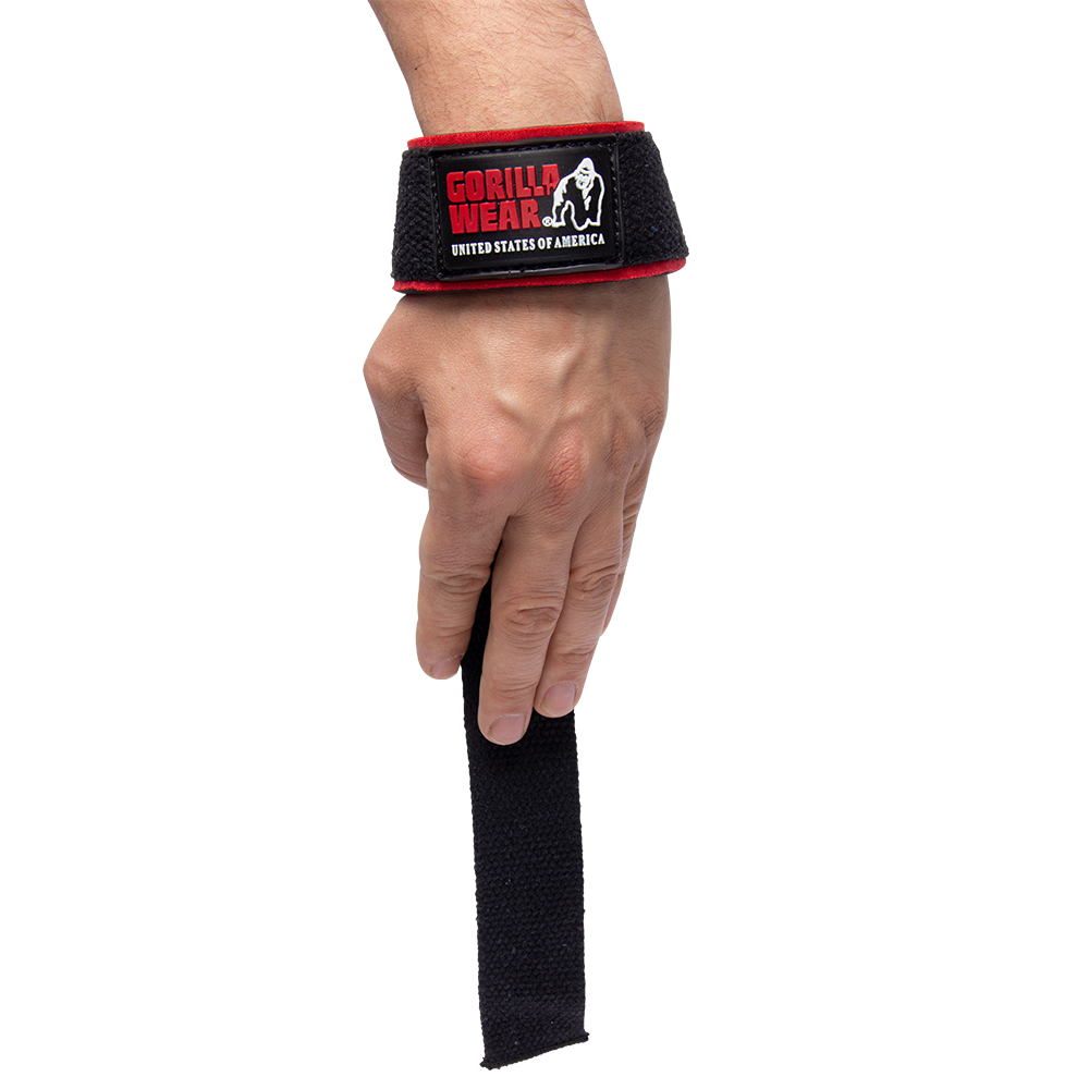 GW padded wrist straps for lifting red/black