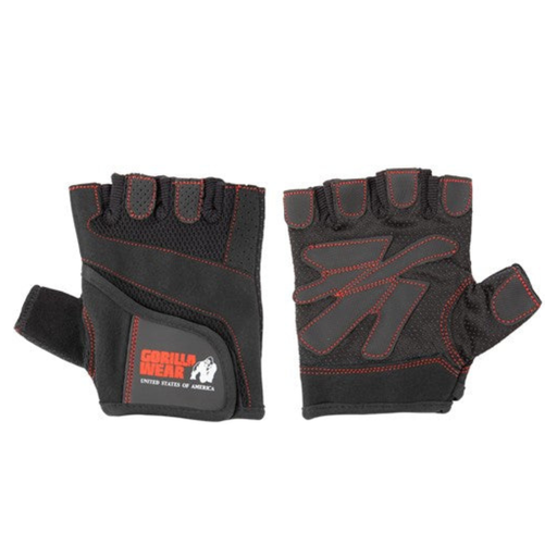 Women's Fitness Gloves - Black/Red Stitched 